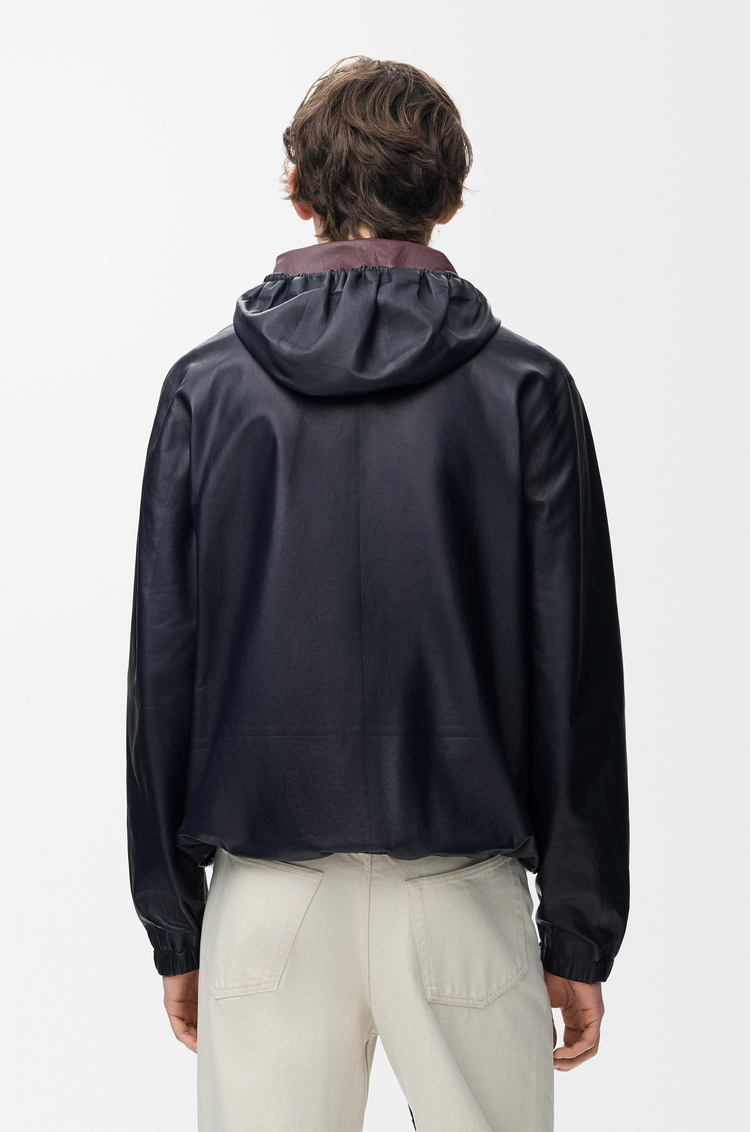 LOEWE 纳帕羊皮革连帽夹克 海军蓝