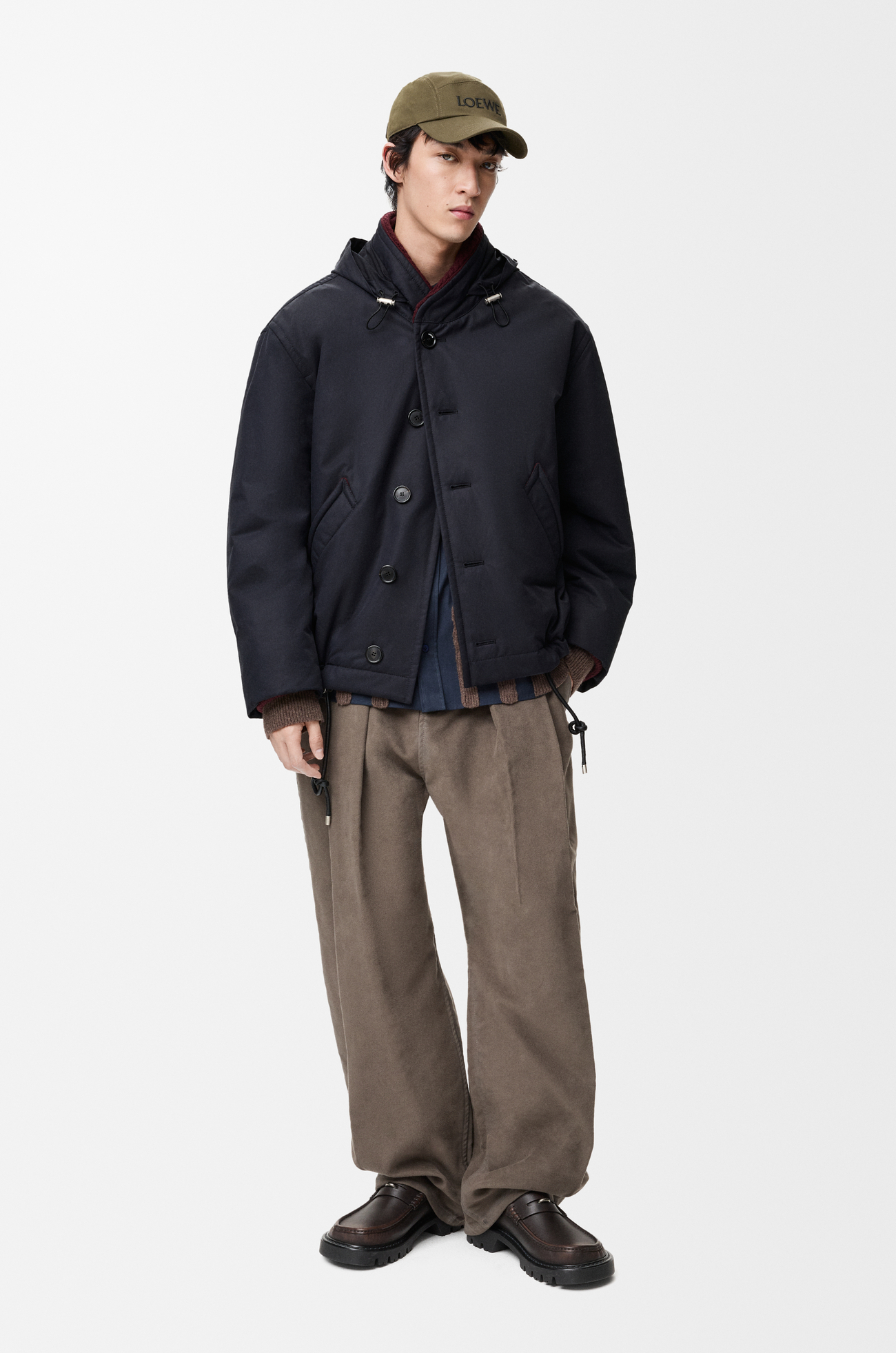 LOEWE Padded jacket in technical cotton Navy Blue