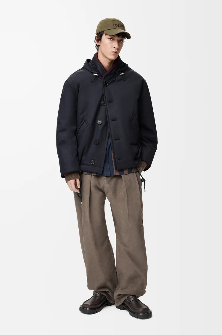 LOEWE Padded jacket in technical cotton Navy Blue