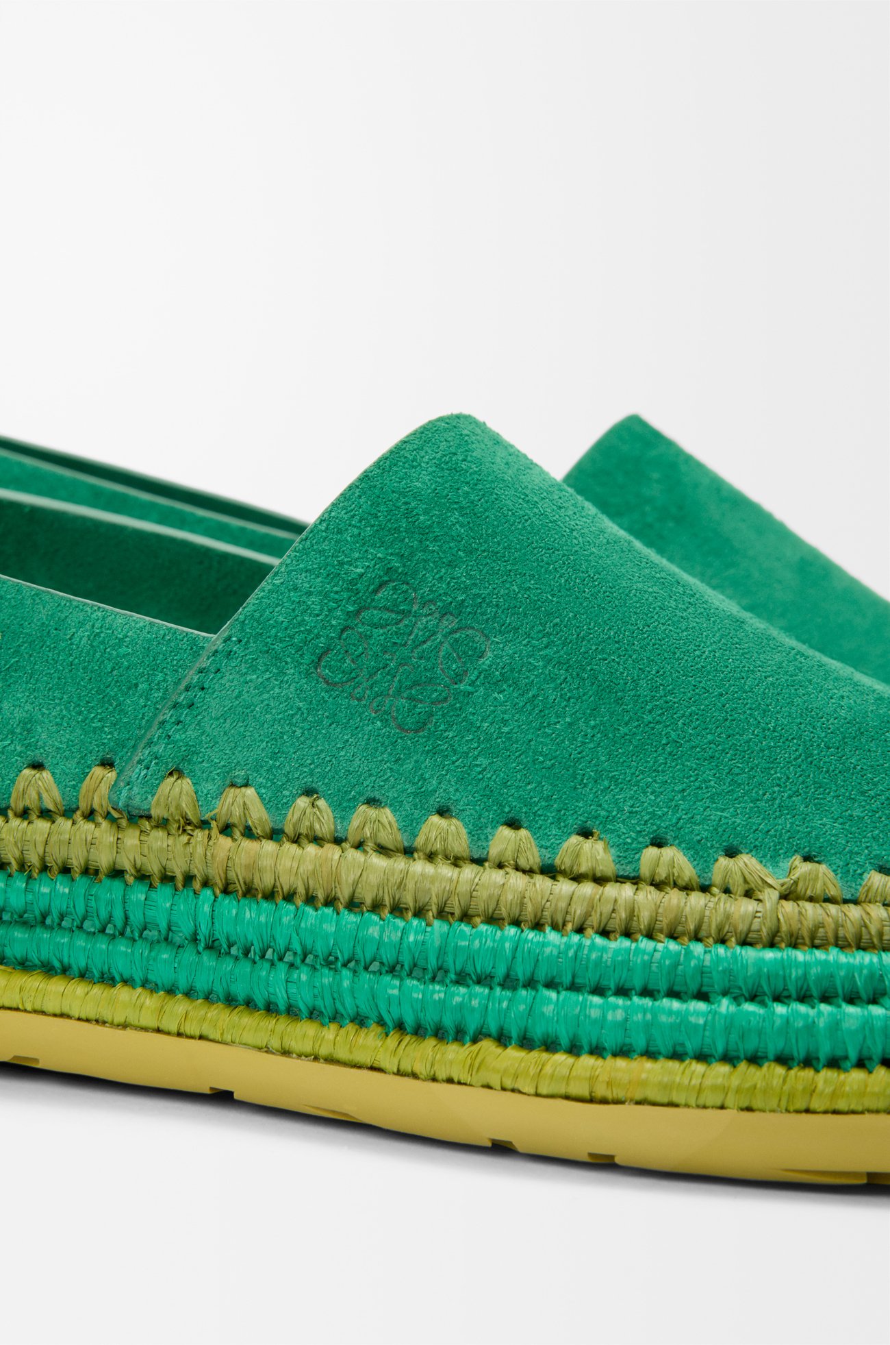 LOEWE Slipper Rio en ante y rafia Verde