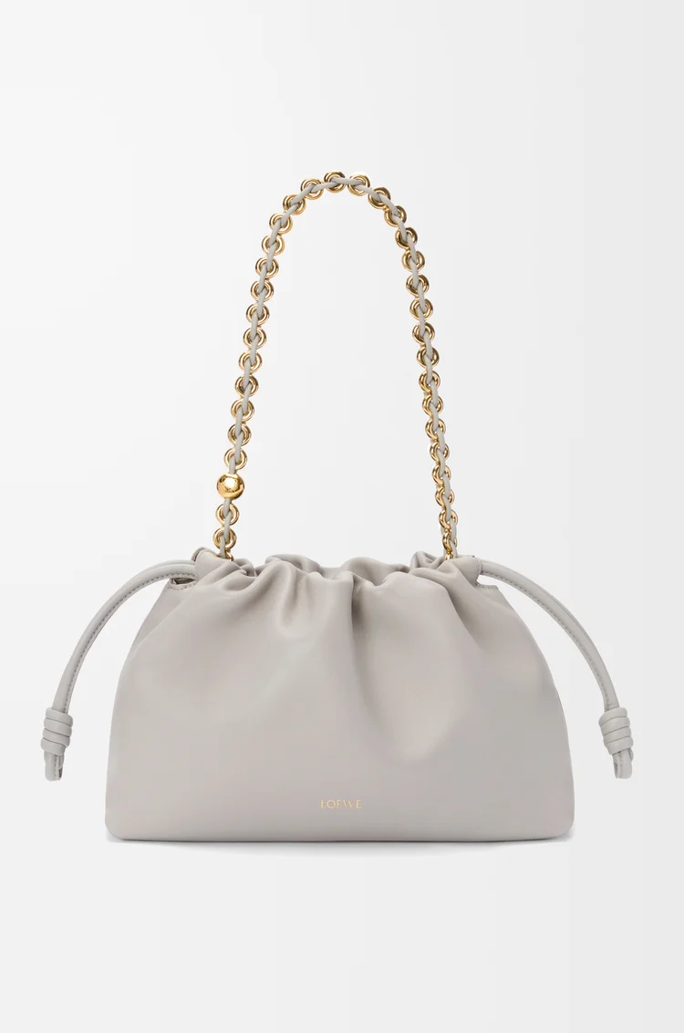 LOEWE Medium Flamenco purse in mellow nappa lambskin Shell Grey