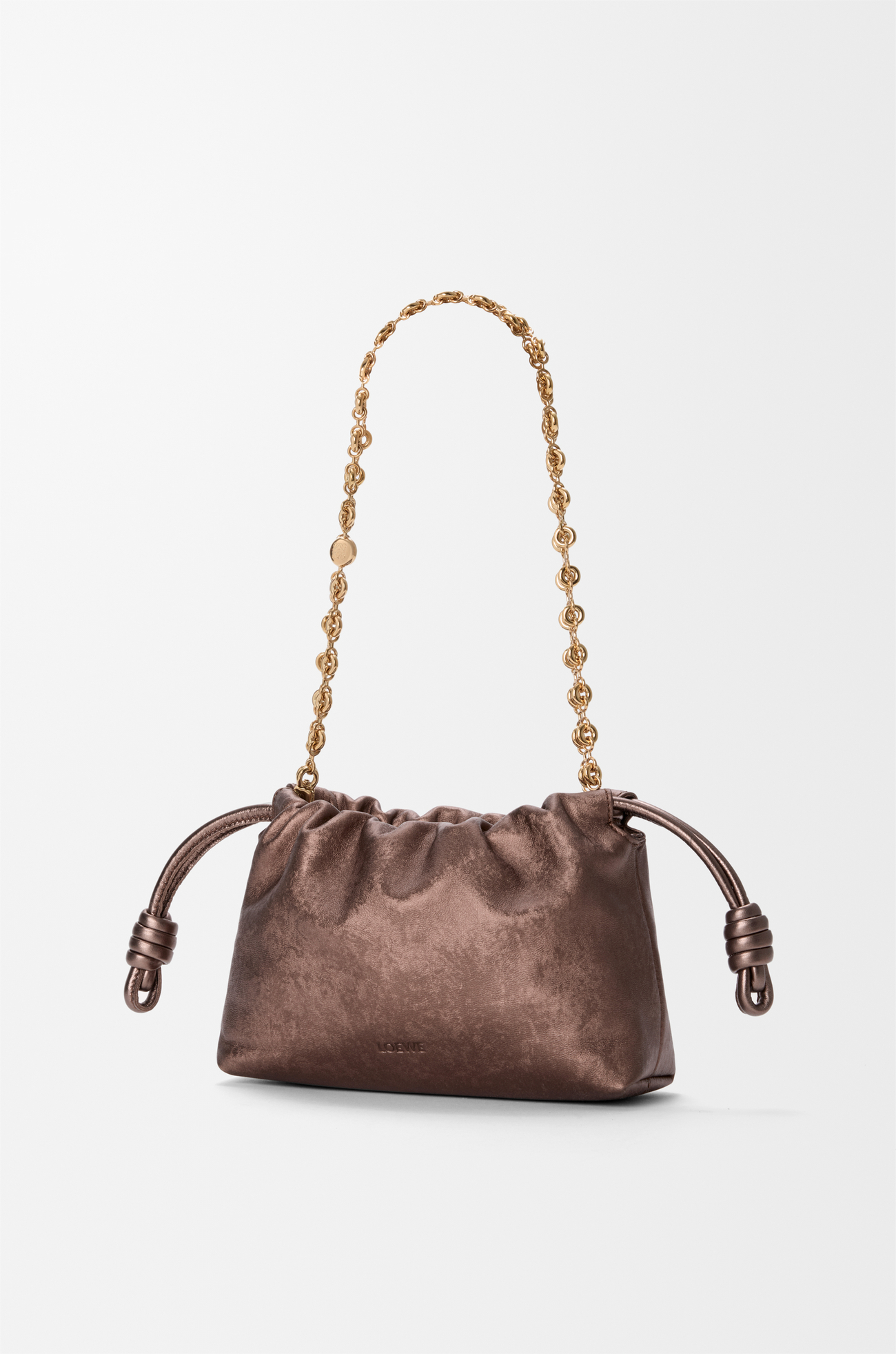 LOEWE Borsa Flamenco Purse in pelle di vitello stampata moiré Bronzo