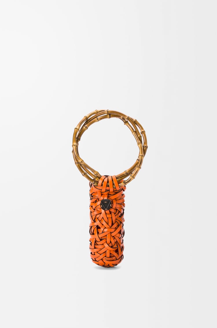 LOEWE Woven nest vase in calfskin and bamboo Orange