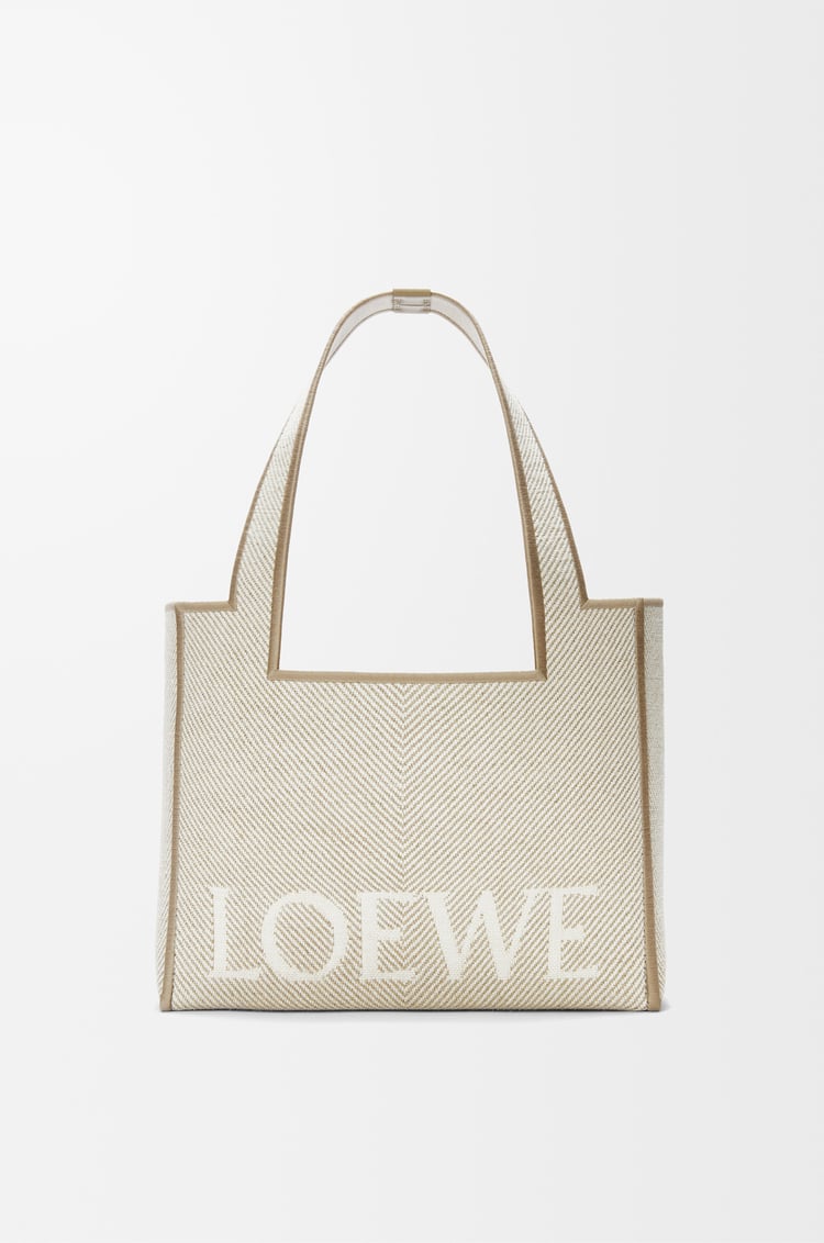 LOEWE Medium LOEWE Font tote in jacquard canvas Ecru