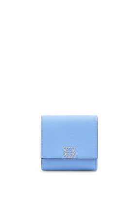 LOEWE Anagram compact flap wallet in pebble grain calfskin Celestine Blue plp_rd
