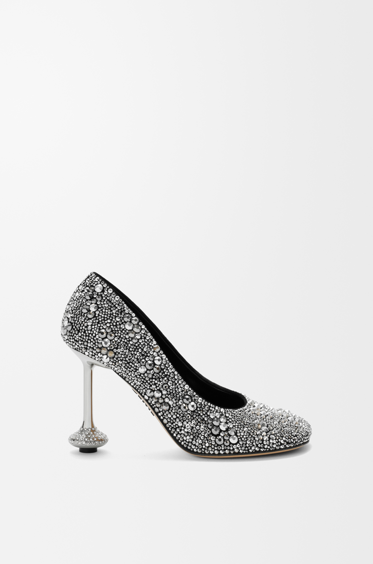LOEWE Toy pump in suede and strass Silver