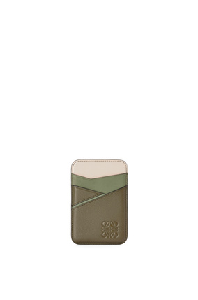 LOEWE Tarjetero magnético Puzzle en piel de ternera clásica Verde Otoño/Verde Aguacate plp_rd