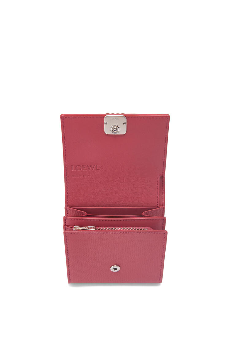 LOEWE Anagram compact flap wallet in pebble grain calfskin Plumrose