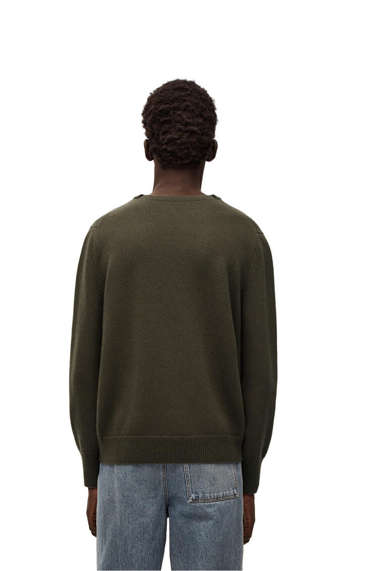 LOEWE Anagram sweater in wool Khaki Green/White