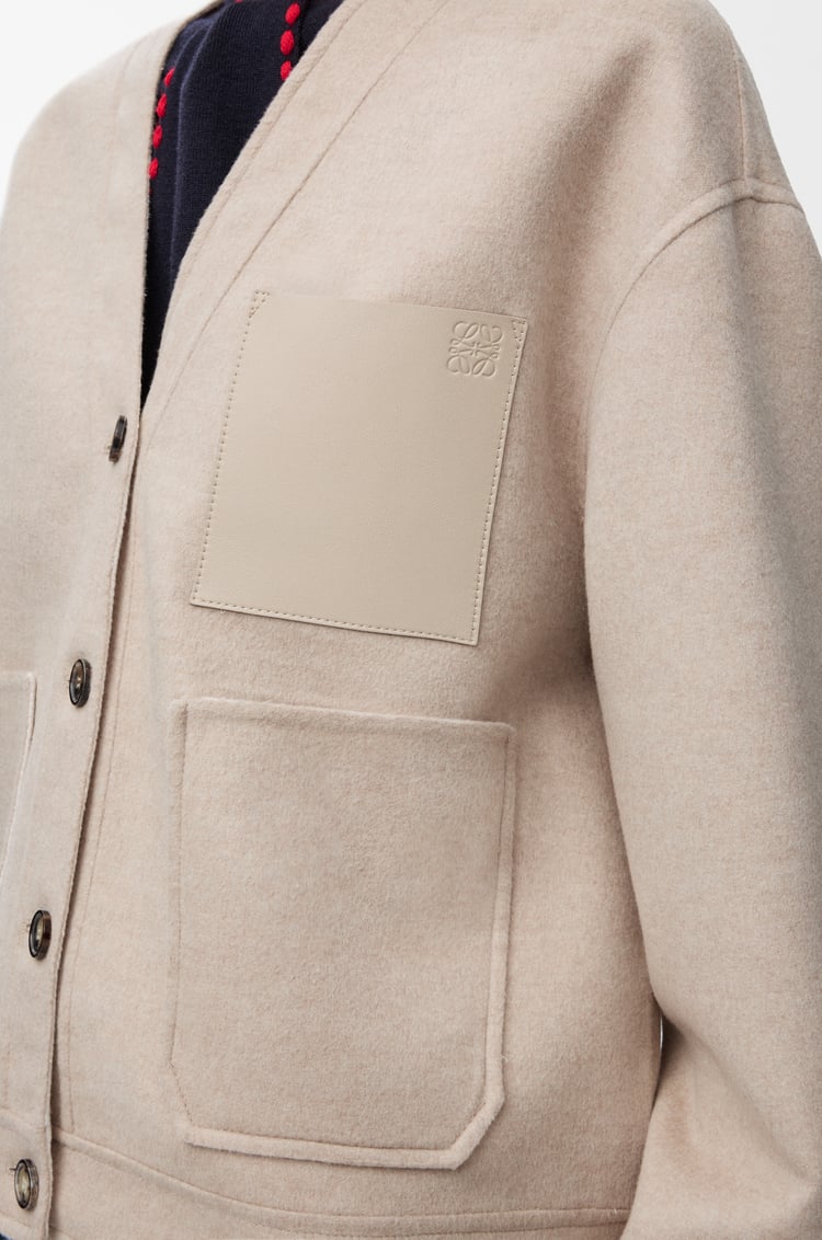 LOEWE 羊毛和羊绒开衫 砂岩色/白色