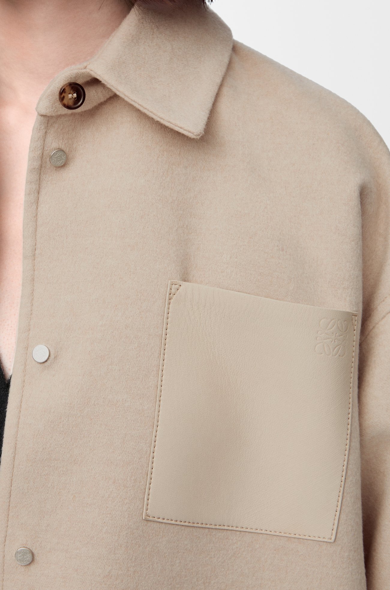 LOEWE Overshirt in wool and cashmere Light Beige Melange plp_rd