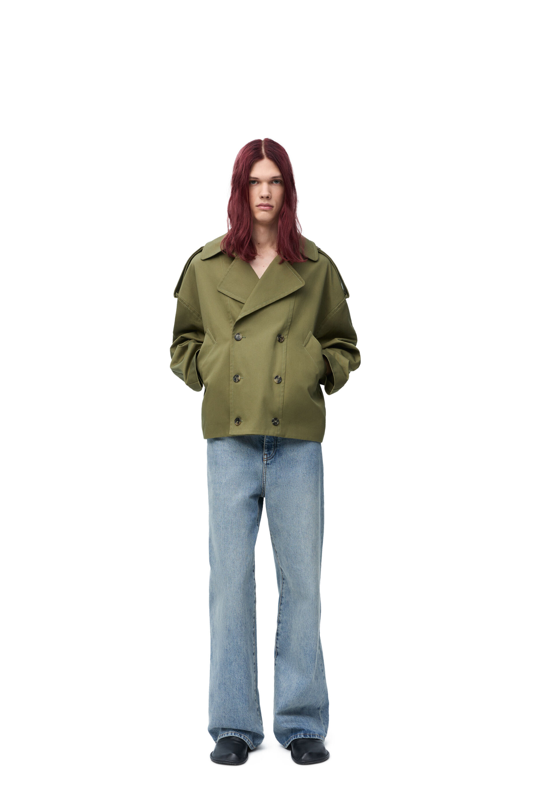 LOEWE hooded parka coat - Green