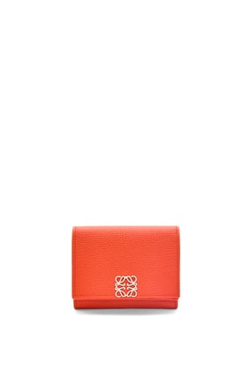 LOEWE Anagram trifold wallet in pebble grain calfskin Sunrise Orange
