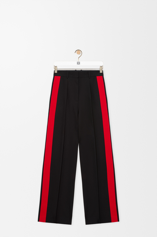 LOEWE Pantalón en mezcla de viscosa y lana Negro/Rojo