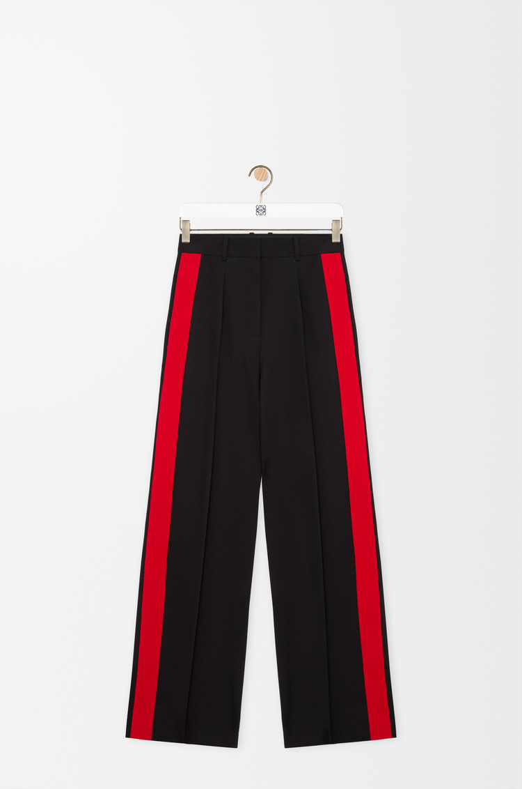 LOEWE Trousers in viscose and wool blend Black/Red