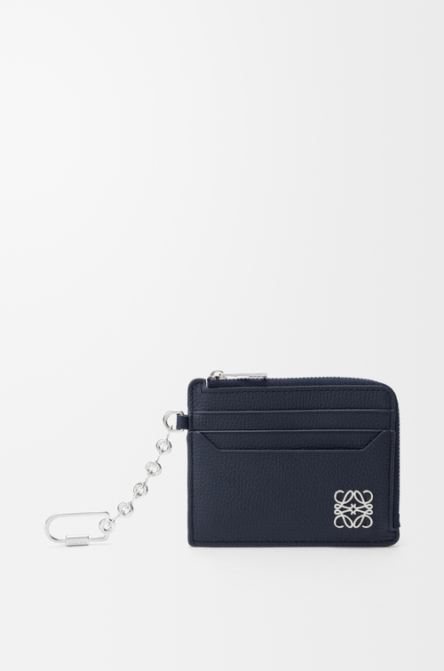LOEWE 鹅卵石纹牛皮革 Anagram 方形硬币卡包 深海军蓝