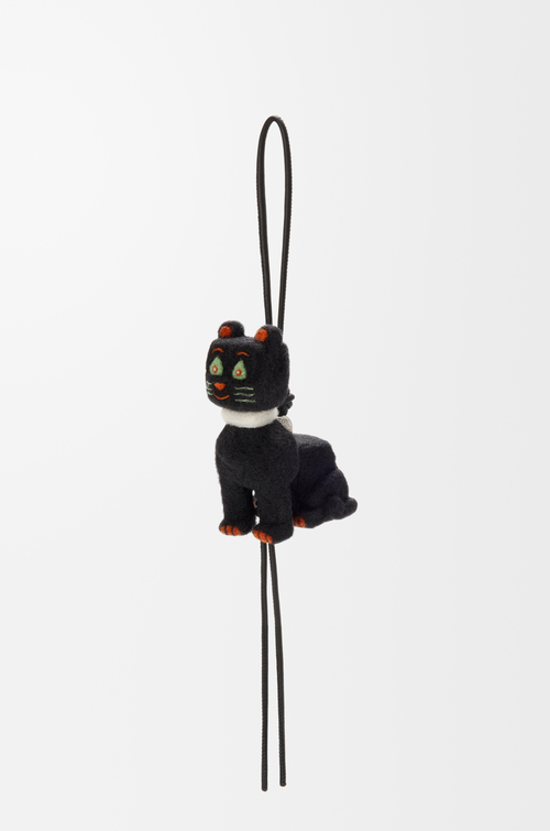 LOEWE Charm Futurist Cat en fieltro Negro/Naranja