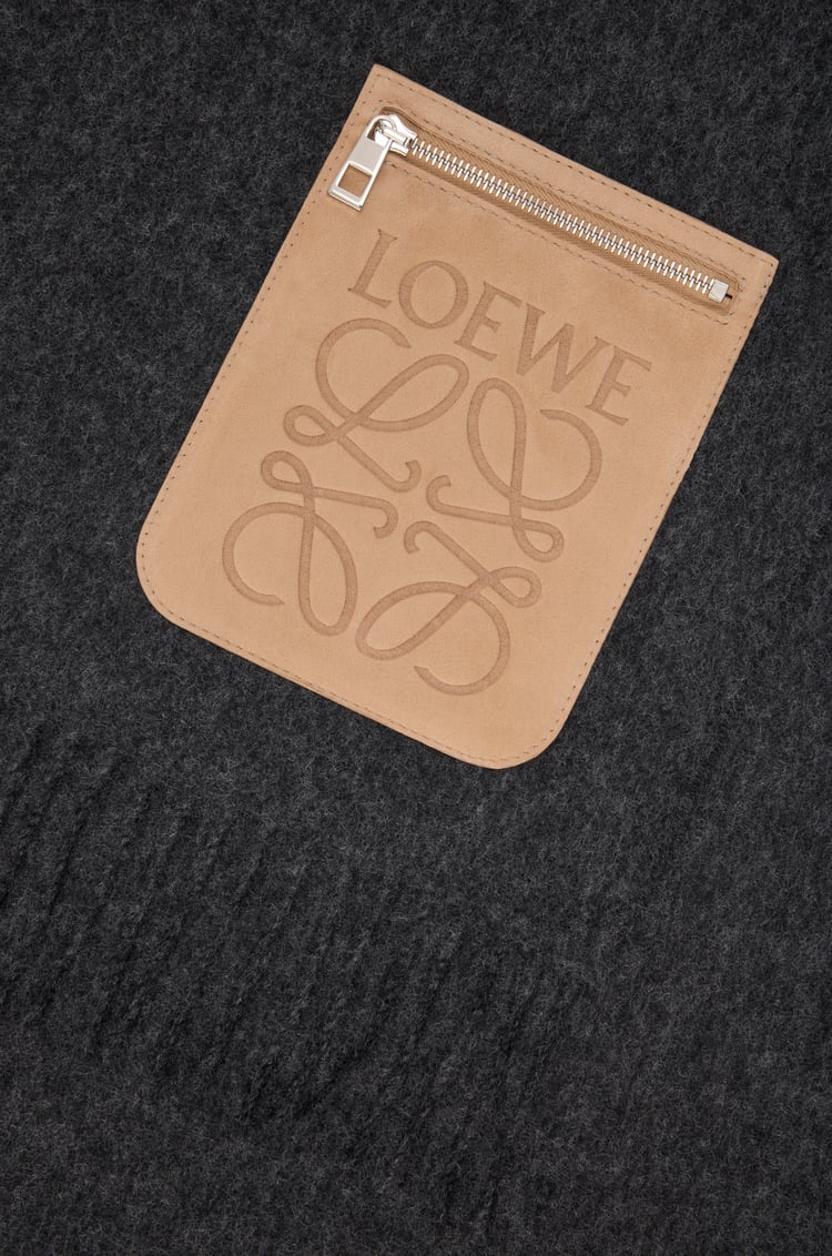 LOEWE スカーフ（ウール&カシミヤ） ダークグレーメランジ