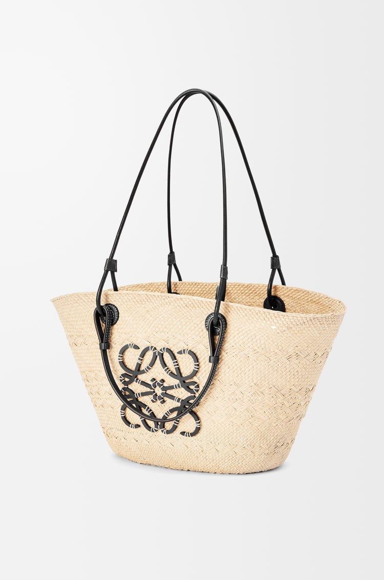 LOEWE Medium Anagram Basket bag in iraca palm and calfskin Natural/Black