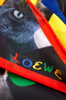 LOEWE Cats diamond scarf in cotton and silk Multicolor plp_rd