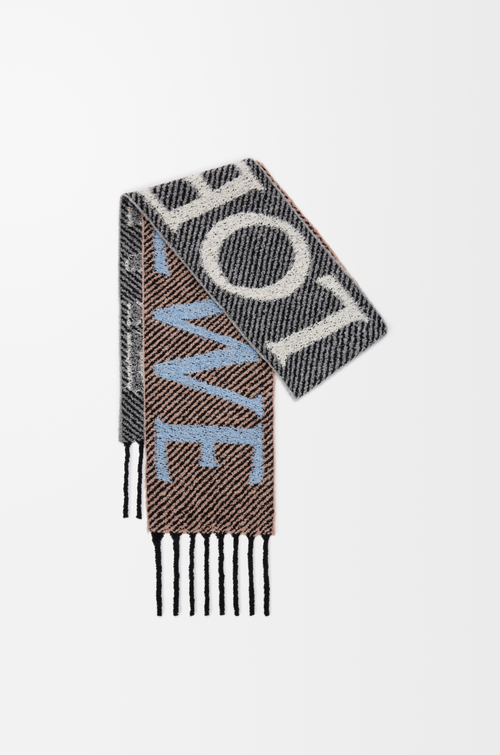 LOEWE Bufanda en mezcla de alpaca y lana Azul Claro/Blanco