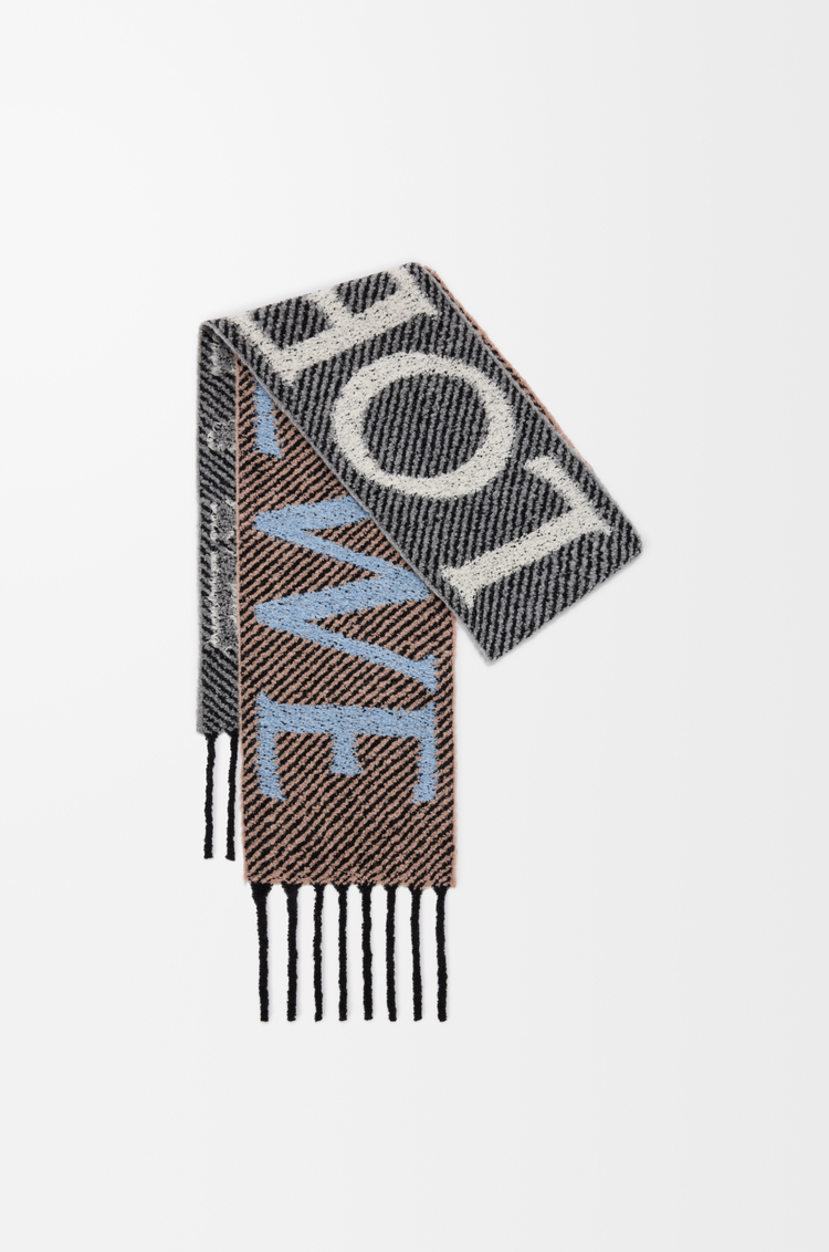 LOEWE Bufanda en mezcla de alpaca y lana Azul Claro/Blanco