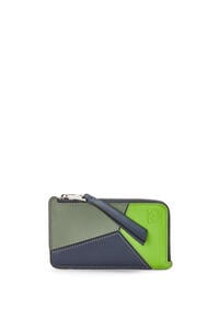 LOEWE Puzzle coin cardholder in classic calfskin Apple Green/Deep Navy