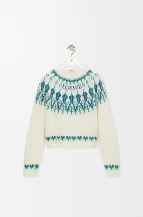 LOEWE Jersey en mezcla de lana Blanco/Menta