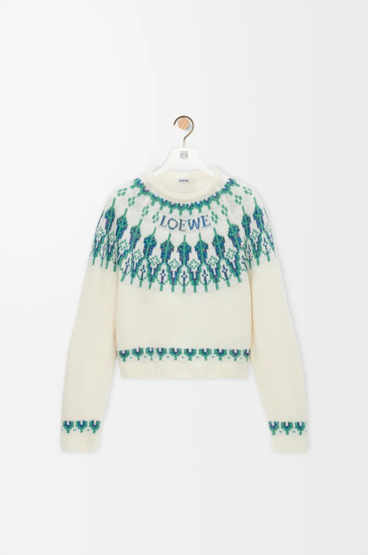 LOEWE Jersey en mezcla de lana Blanco/Menta