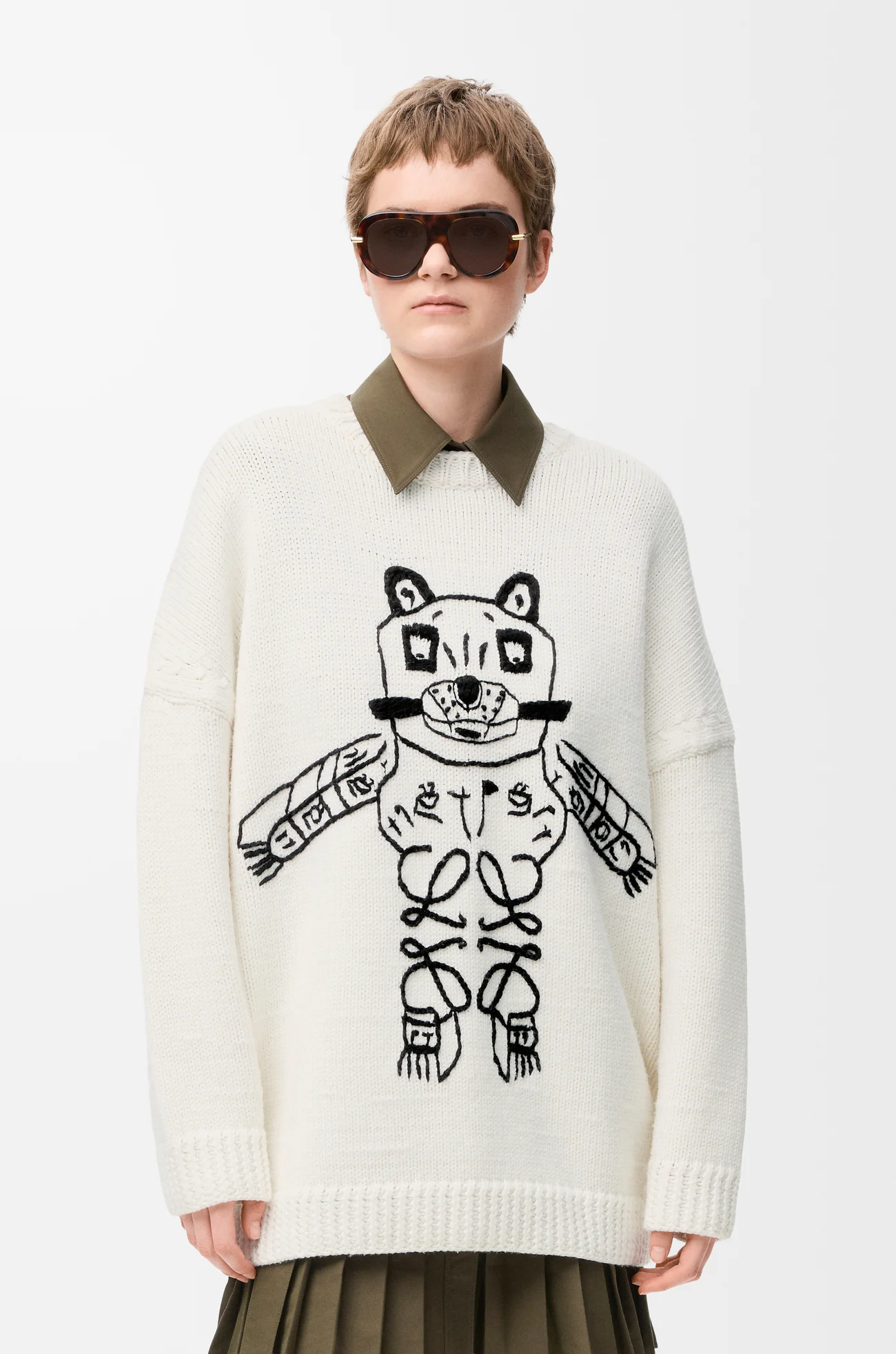 LOEWE Jersey en lana Blanco/Negro