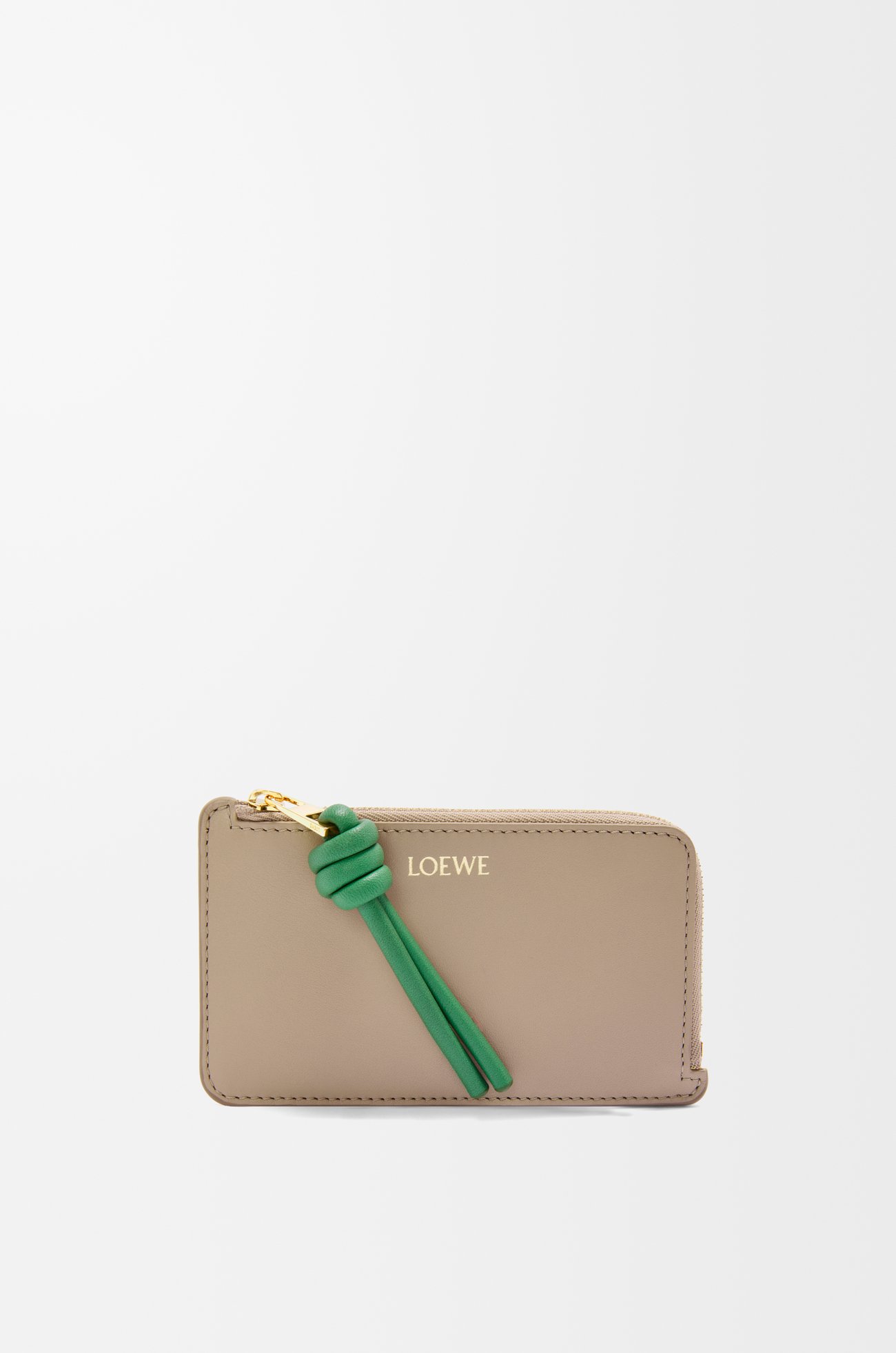 LOEWE Knot coin cardholder in shiny nappa calfskin Sand/Tropical Green plp_rd