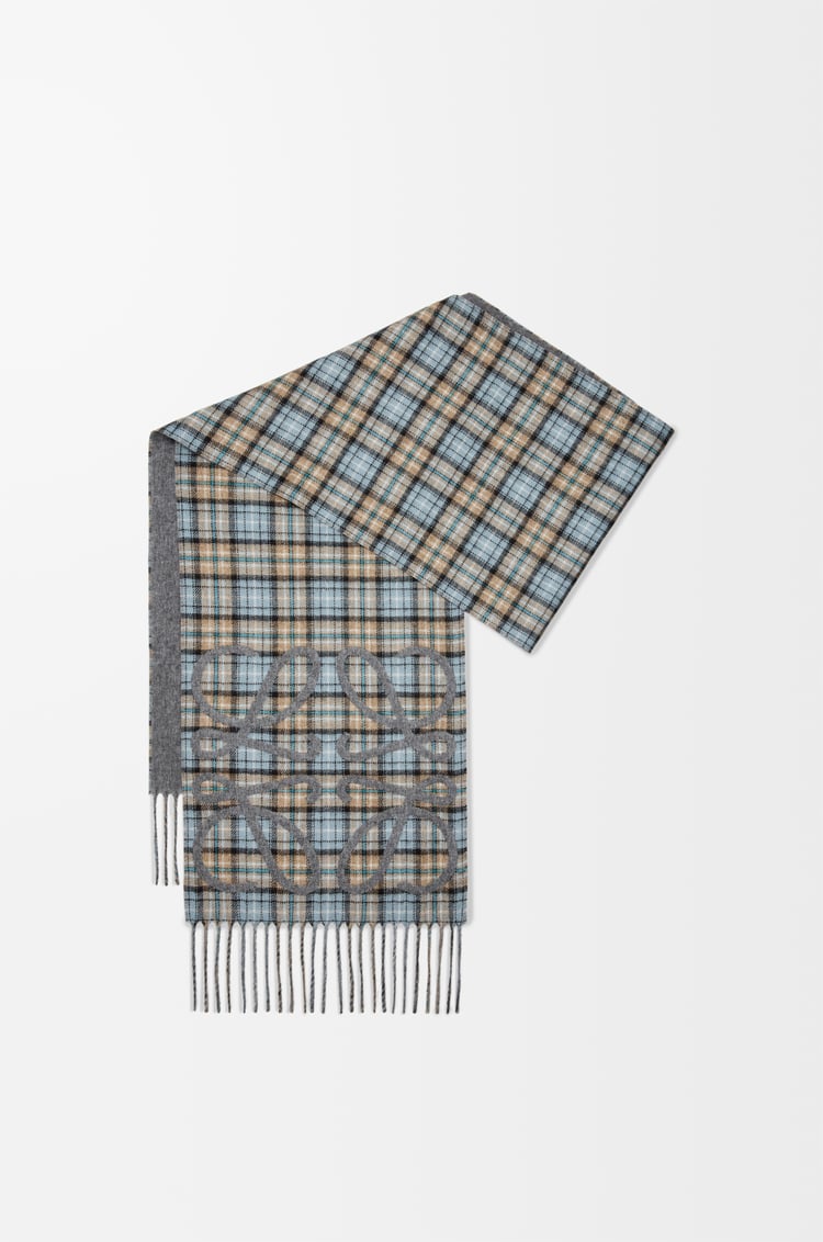 LOEWE Anagram scarf in silk and cashmere Anthracite/Grey/Beige