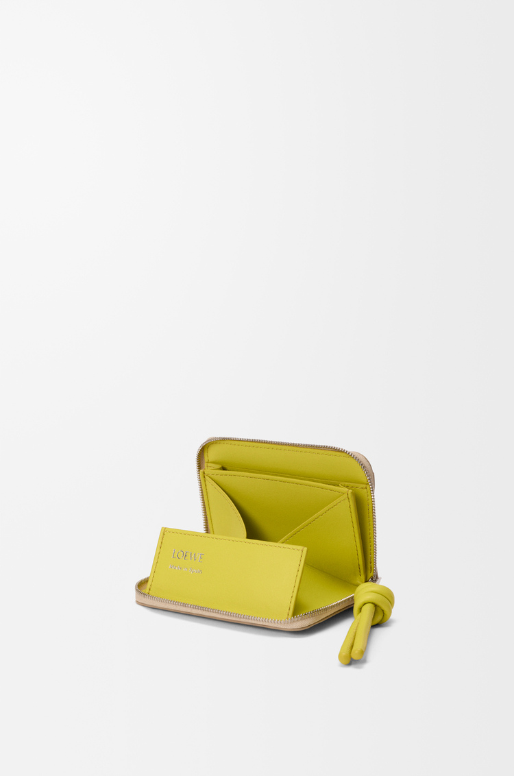 LOEWE ジップ コインパース（シャイニーナパカーフ） ベージュ/レモン