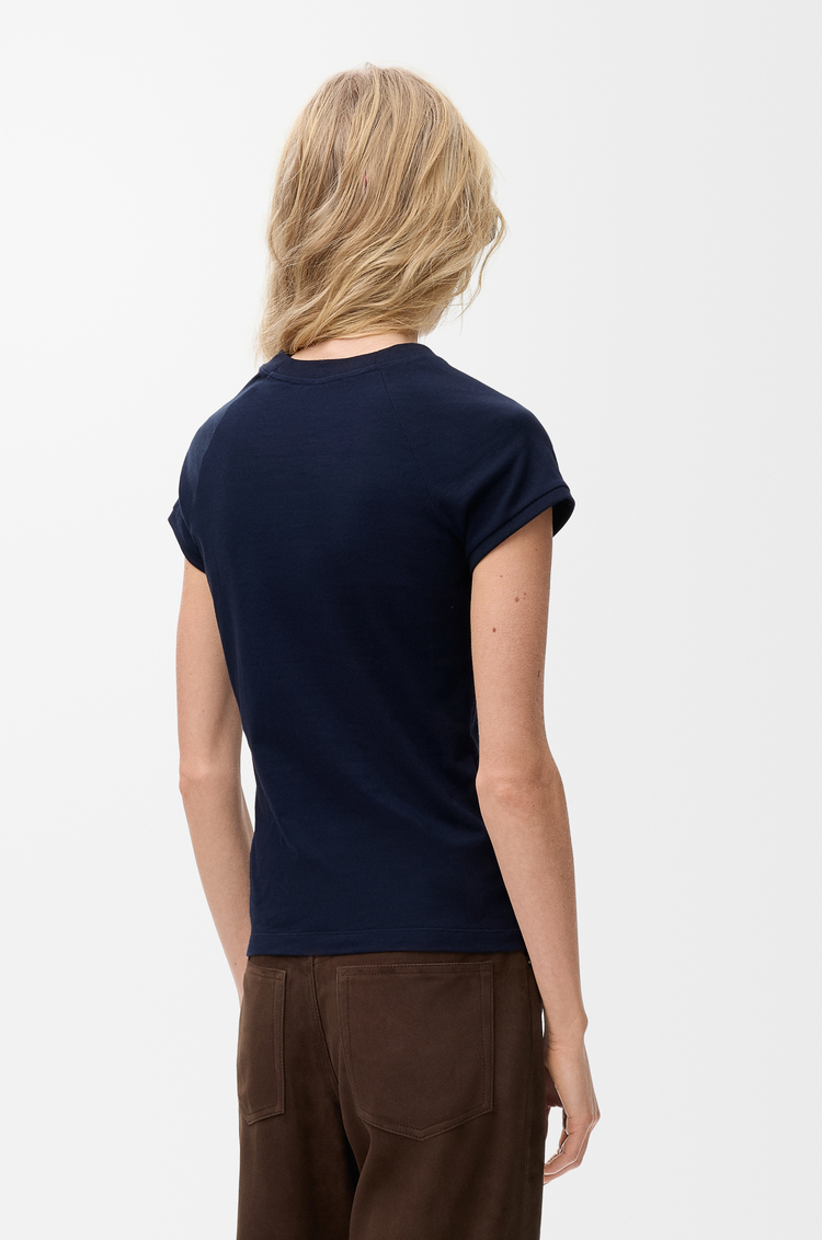 LOEWE Camiseta de corte pequeño en algodón Azul Marino