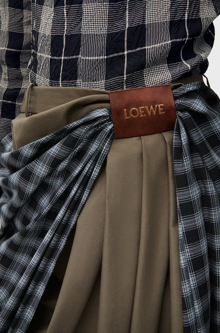 LOEWE Pantalón drapeado en algodón y lana Verde Oscuro/Negro