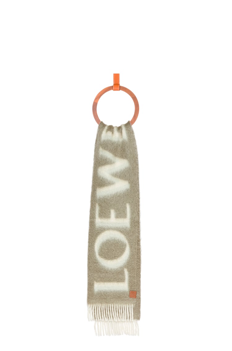 LOEWE ロエベ スカーフ（ウール&モヘア） カーキグリーン/ホワイト