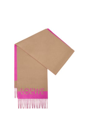 LOEWE 羊毛羊絨混紡雙色 LOEWE 圍巾 Light Caramel/Pink plp_rd