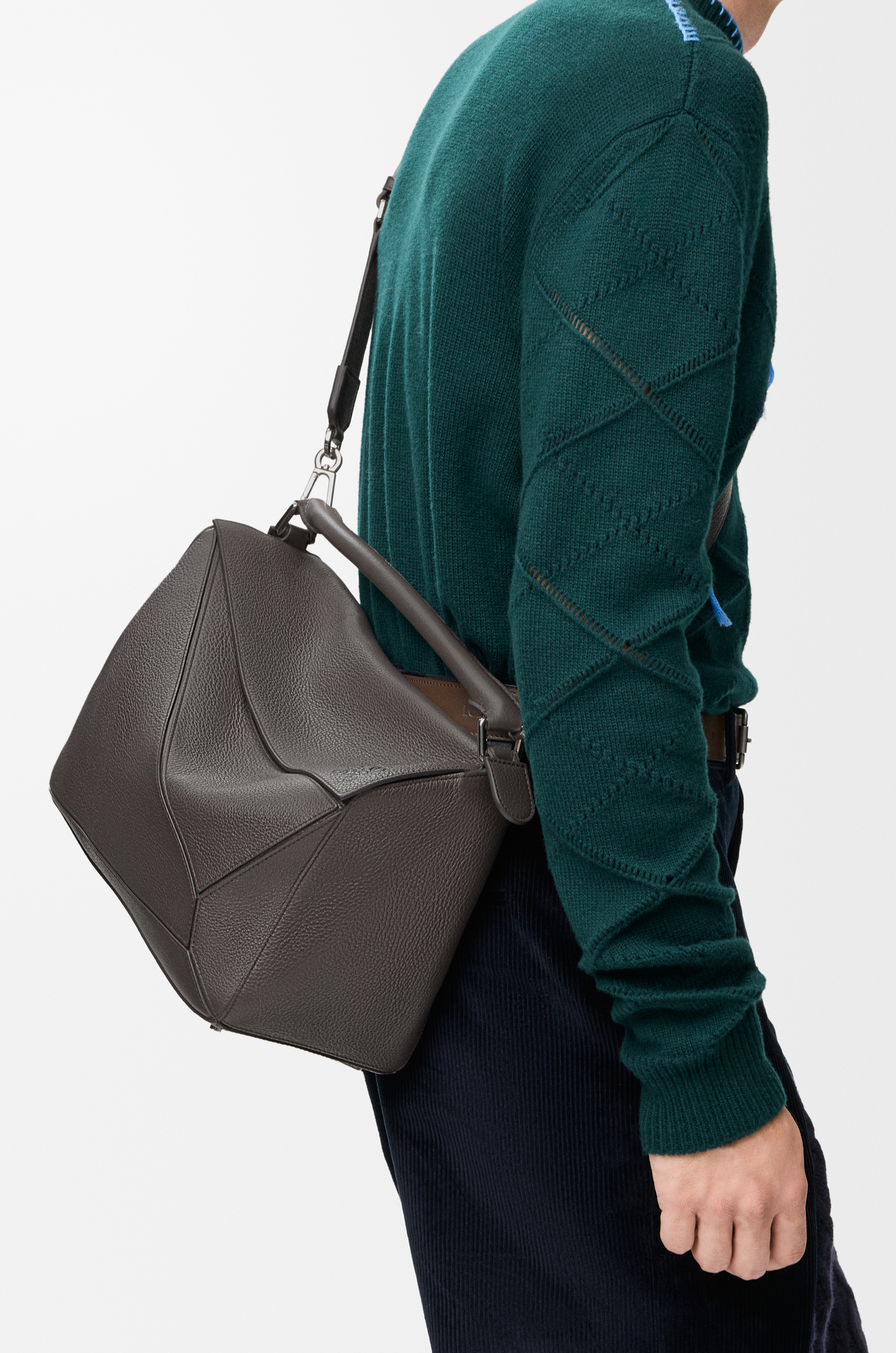 LOEWE Large Puzzle bag in supple grained calfskin Dark Grey