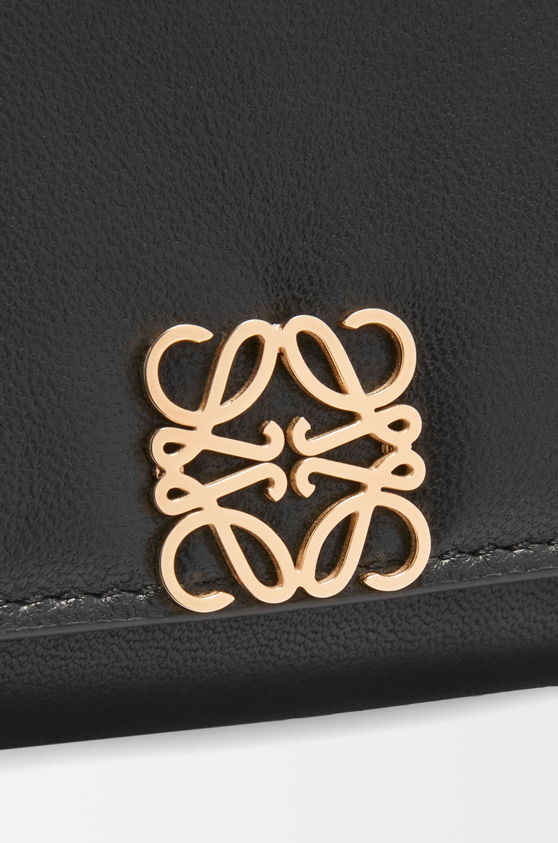 Puffer Anagram trifold wallet in shiny nappa calfskin Black - LOEWE