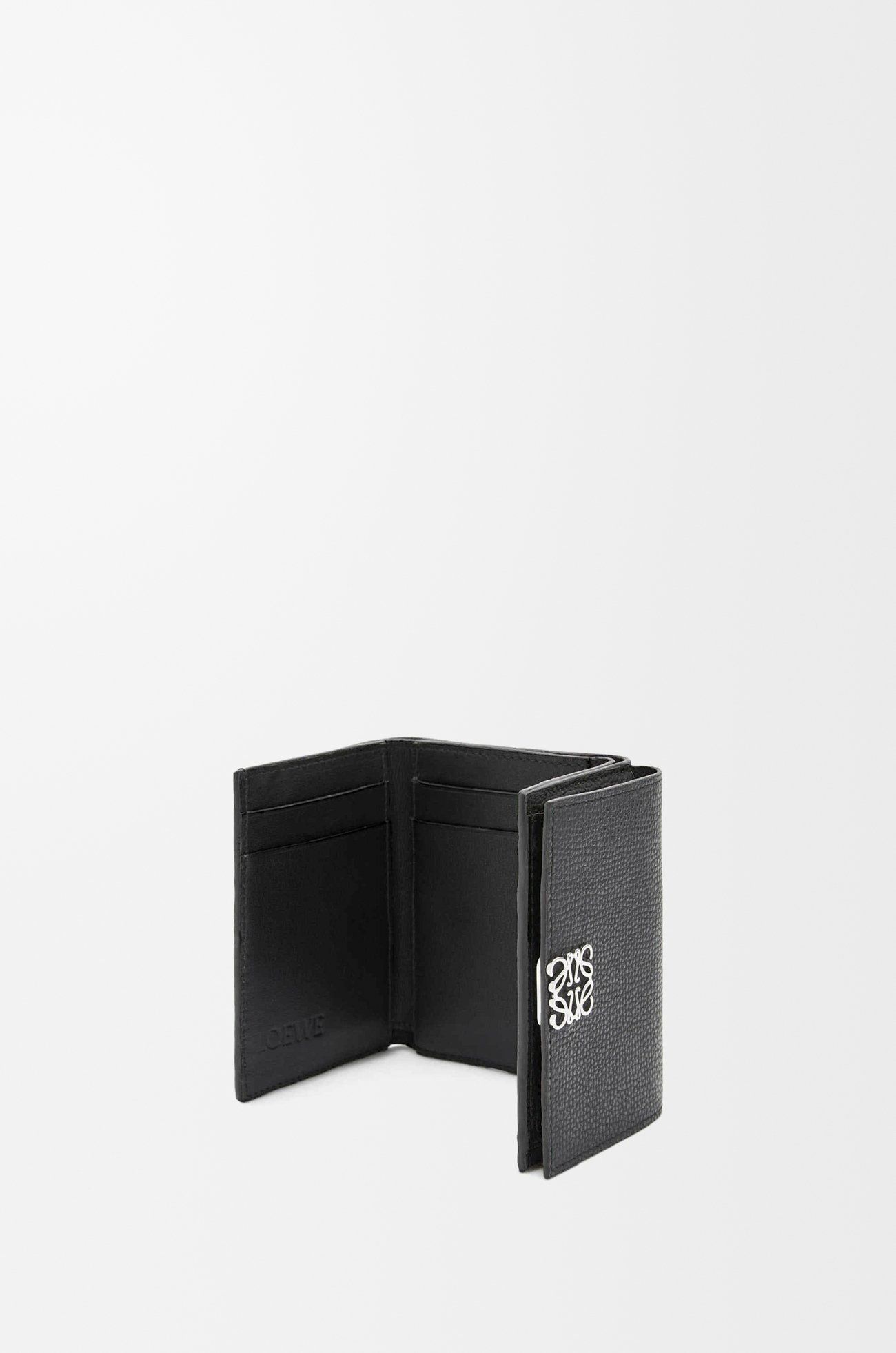 LOEWE Anagram trifold wallet in pebble grained calfskin Black