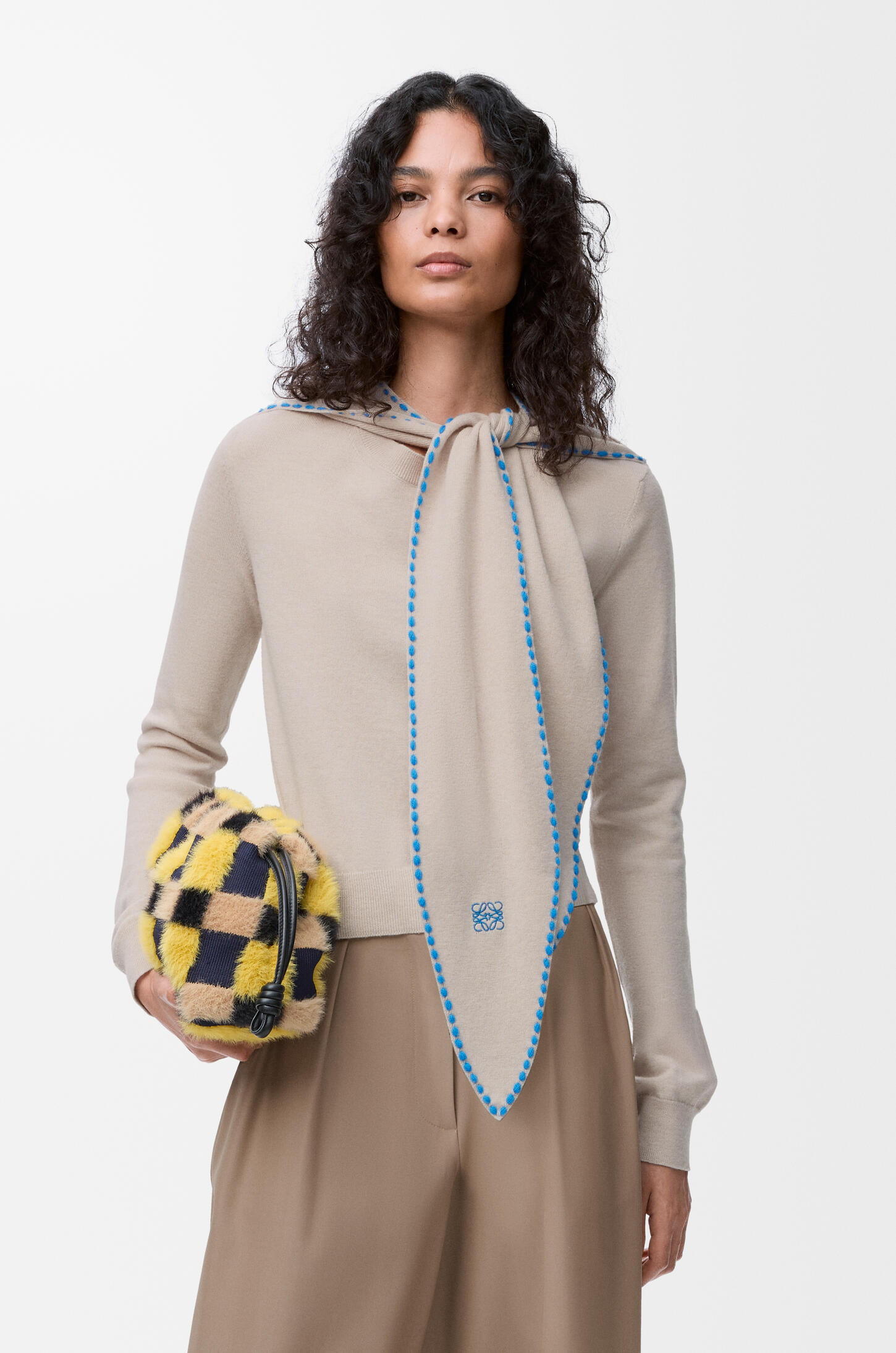 Scarf sweater in wool Beige - LOEWE USA Official Website