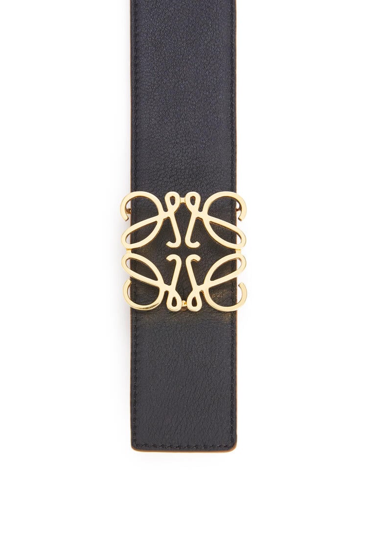 LOEWE Anagram belt in smooth calfskin and brass Tan/Black/Gold
