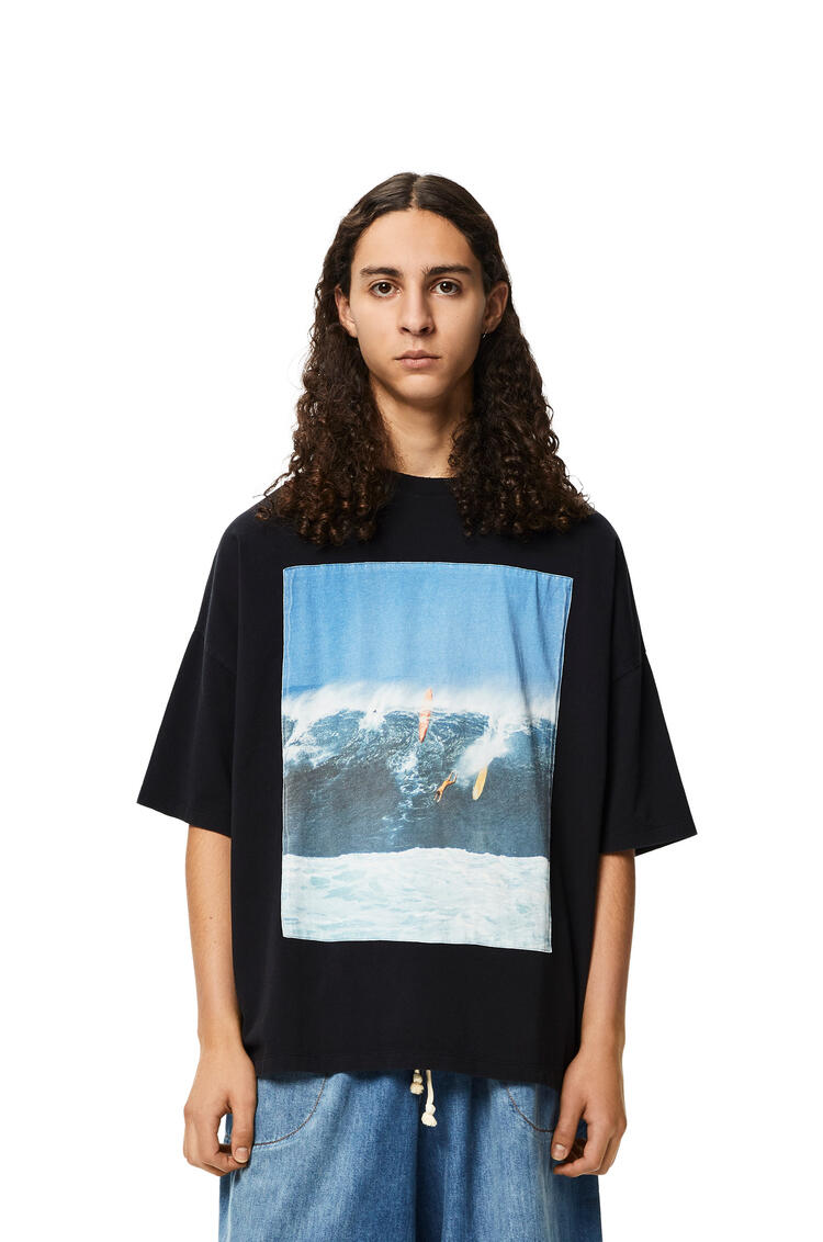 LOEWE Camiseta en algodón con estampado de surf Gris Oscuro/Azul