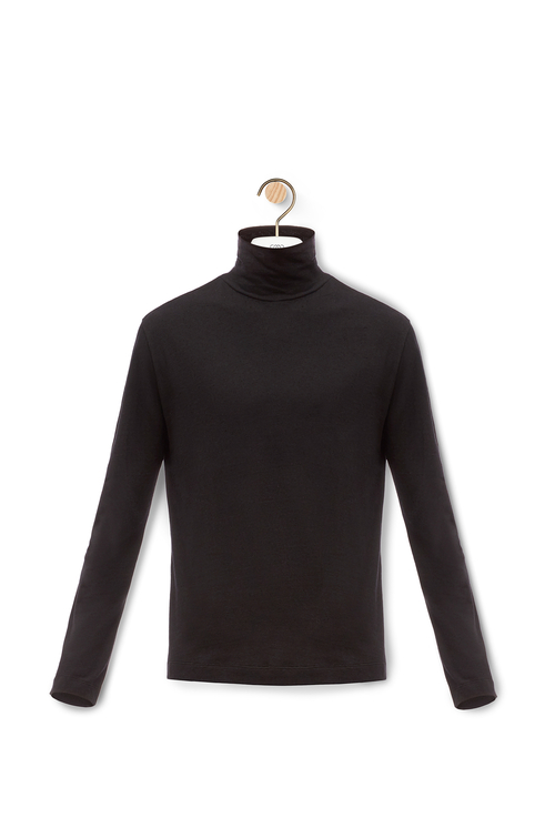 LOEWE Long sleeve T-shirt in cotton and silk Black