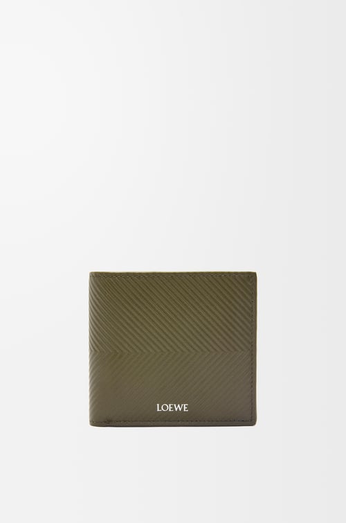 LOEWE Bifold coin wallet in textured classic calfskin Dark Khaki