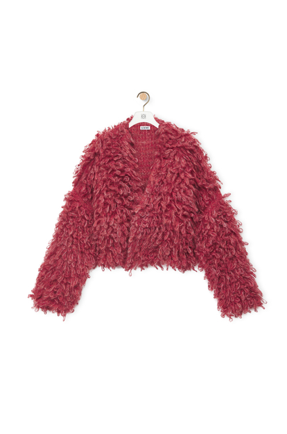 LOEWE Cropped cardigan in mohair blend Red/Black/White