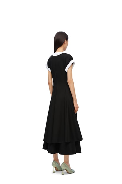 LOEWE Vestido de doble capa en lana y algodón Negro plp_rd