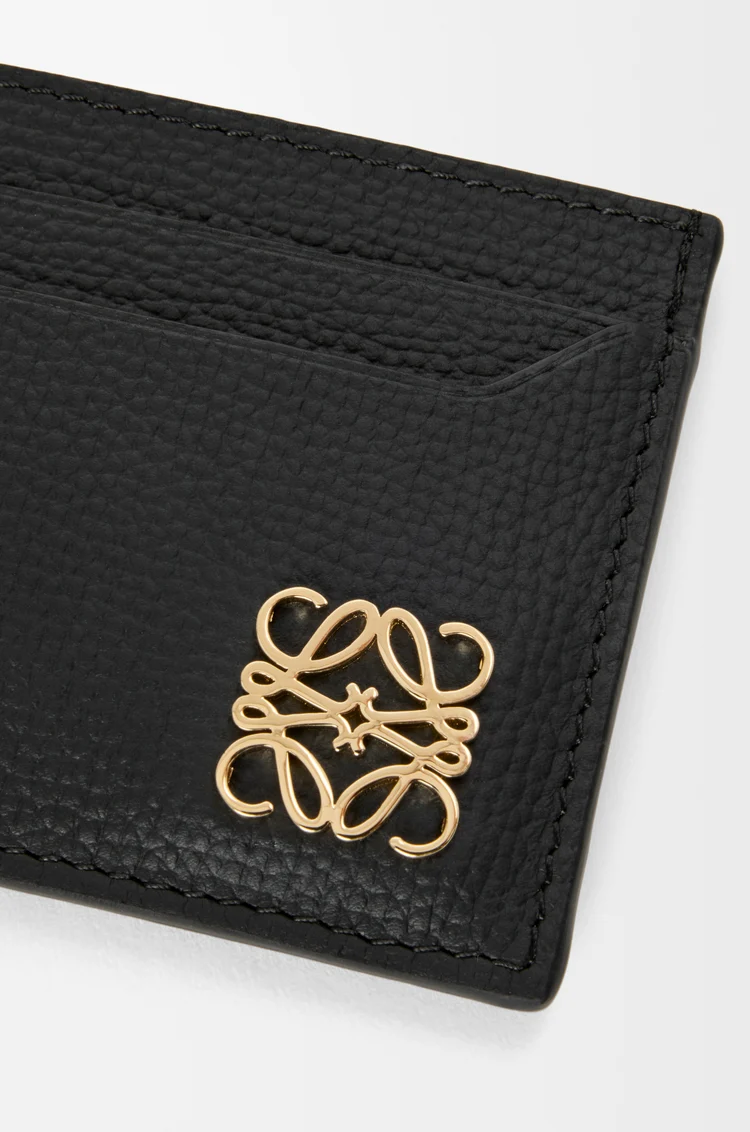 LOEWE Anagram plain cardholder in pebble grained calfskin Black/Gold