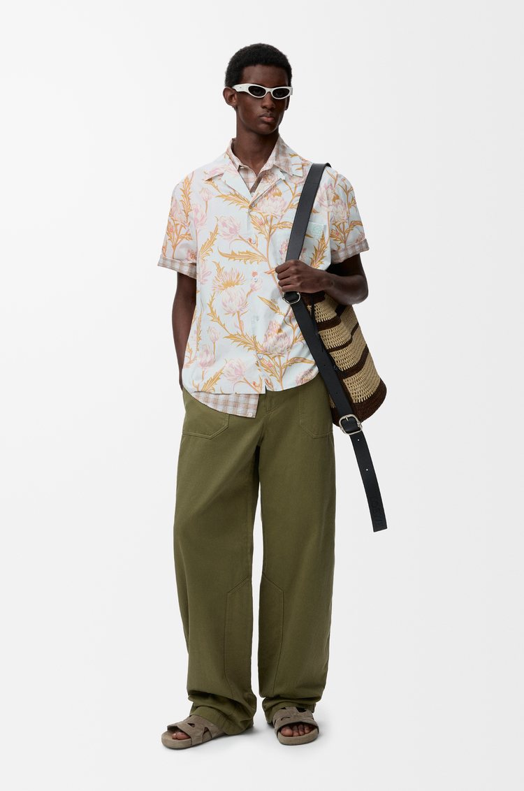 LOEWE Camisa de manga corta en algodón Azul Claro/Multicolor