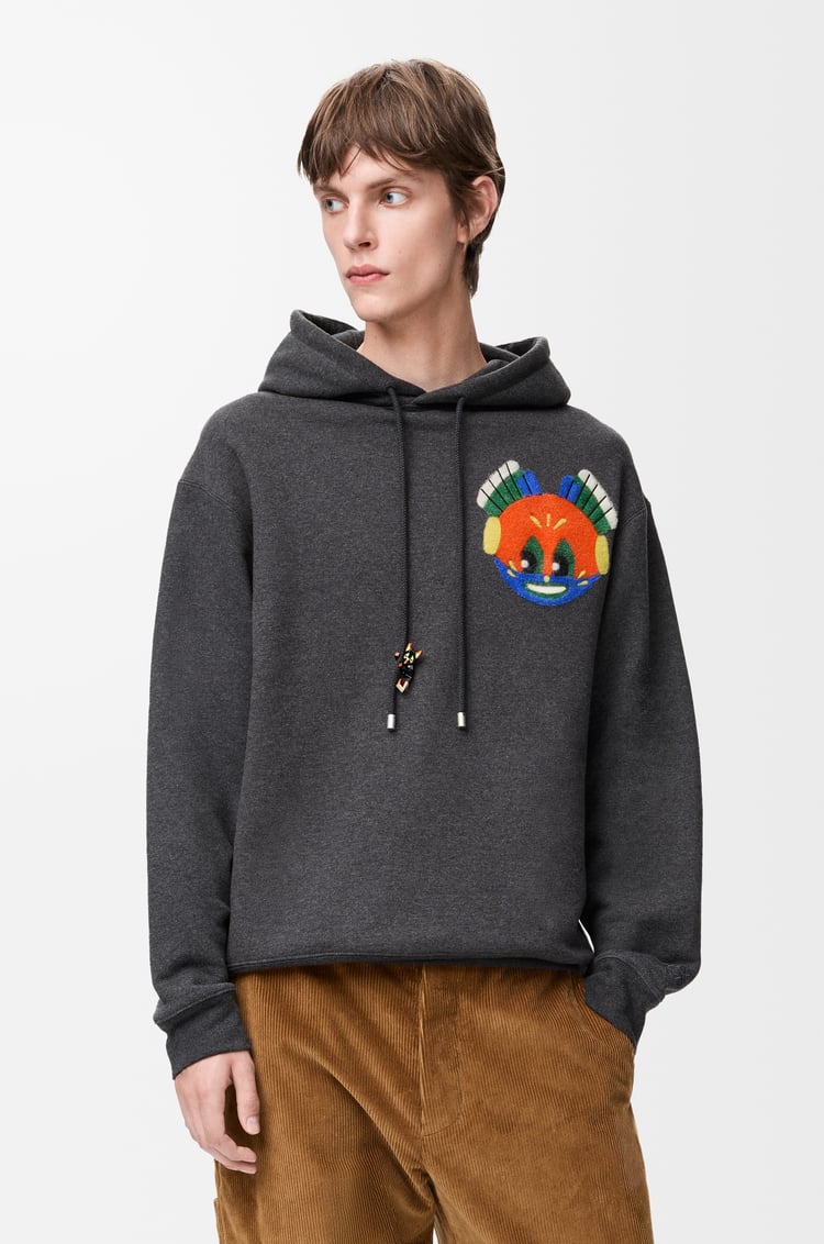 LOEWE Sudadera con capucha en algodón Gris Oscuro Jaspeado